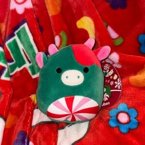 Ruben the 5 inch peppermint Christmas cow plush toy BNWT